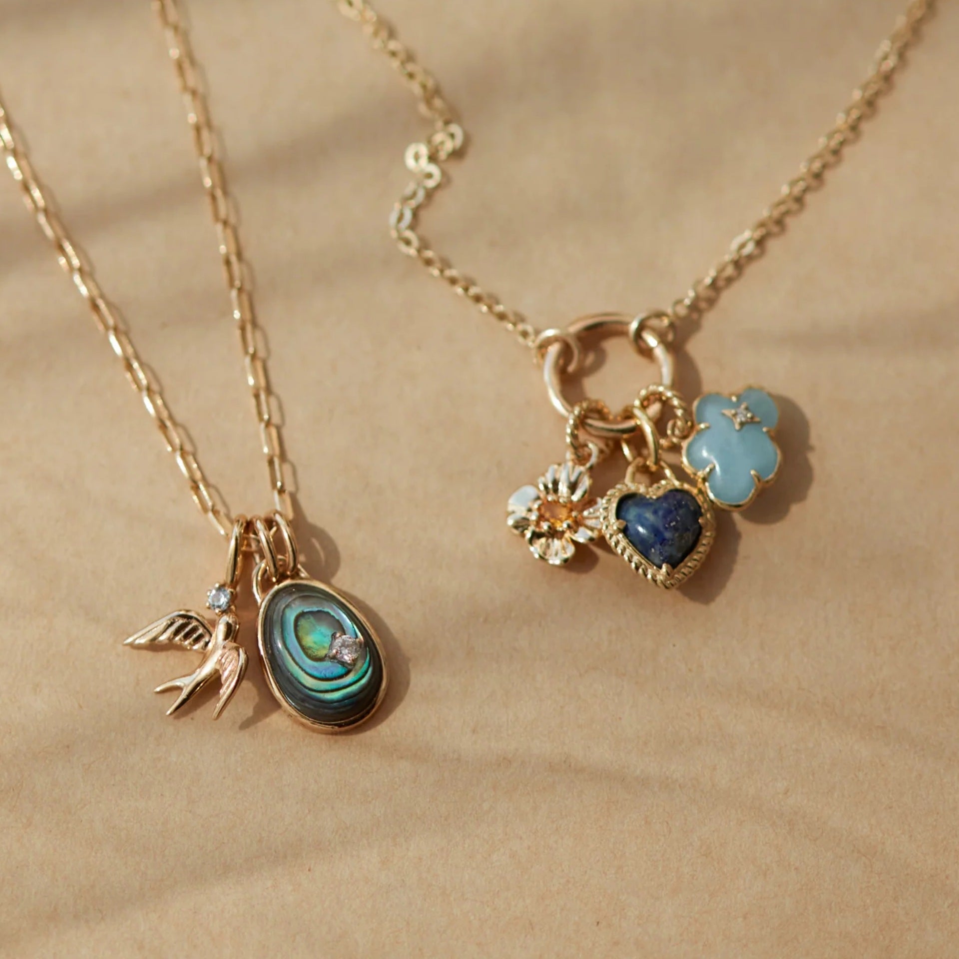 Wholesale European and American Cross-Border Simple Stainless Steel Necklace Colorfulful Zircon Heart Cloud Flower Bird DIY Color-Preserving Pendant