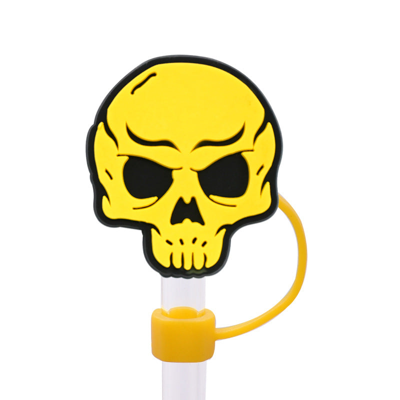 Wholesale Random 100pcs Horror Ghost 8/10mm PVC Soft Straw Tube Cap