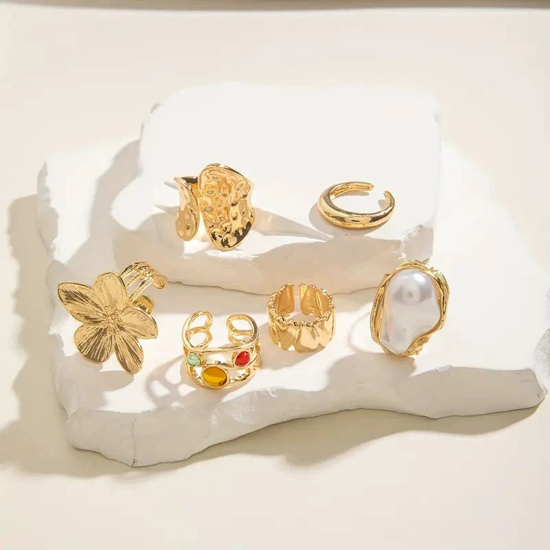 Wholesale Pearl Exaggerated Ring Set