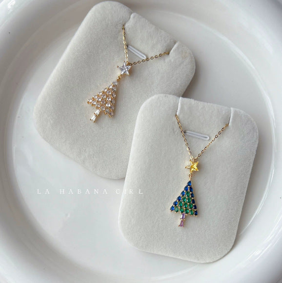 Wholesale Christmas tree-themed holiday pendant necklace