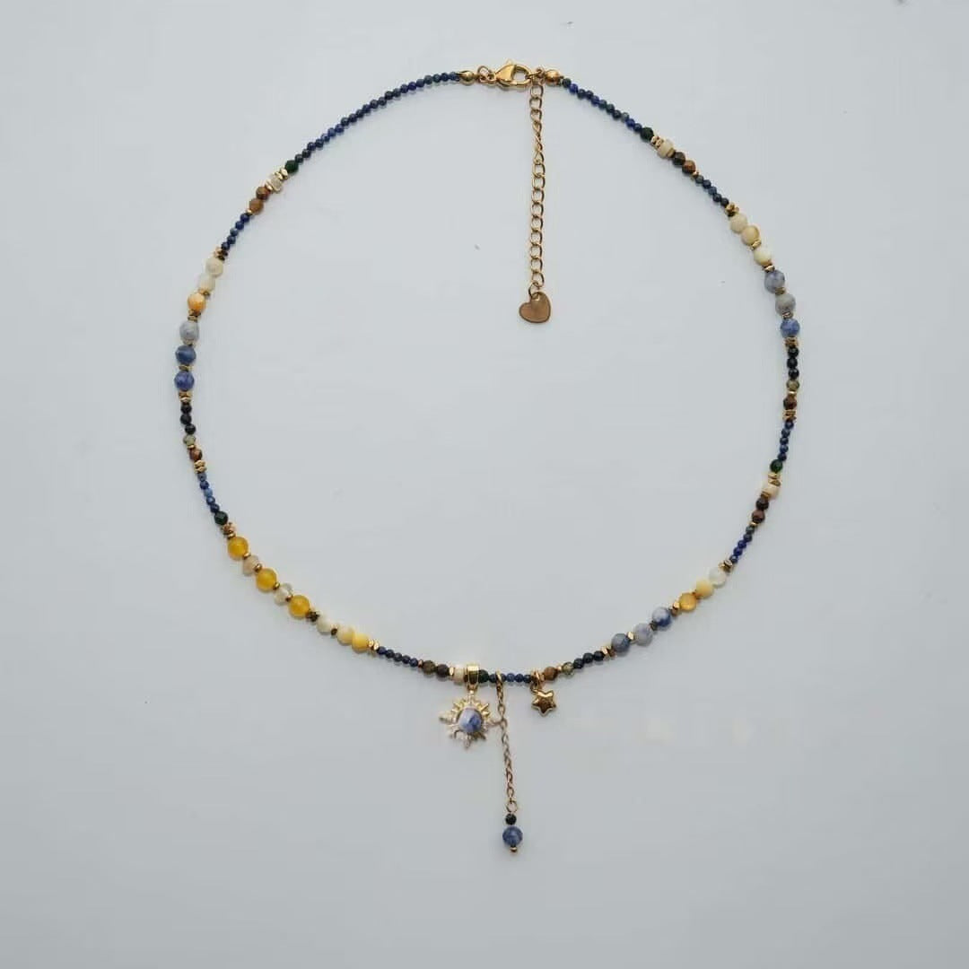 Wholesale Electroplated Alloy Starry Sky Beaded Tassel Necklace,  Retro Chinese-Style Clavicle Chain,  Fashion Jewelry Accessory for Women