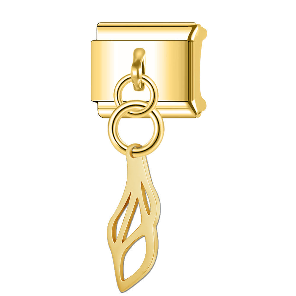 Wholesale Italian Charm Bracelet 9mm DIY Splicing Hollow Gold Pendant Stainless Steel Composable Bracelet