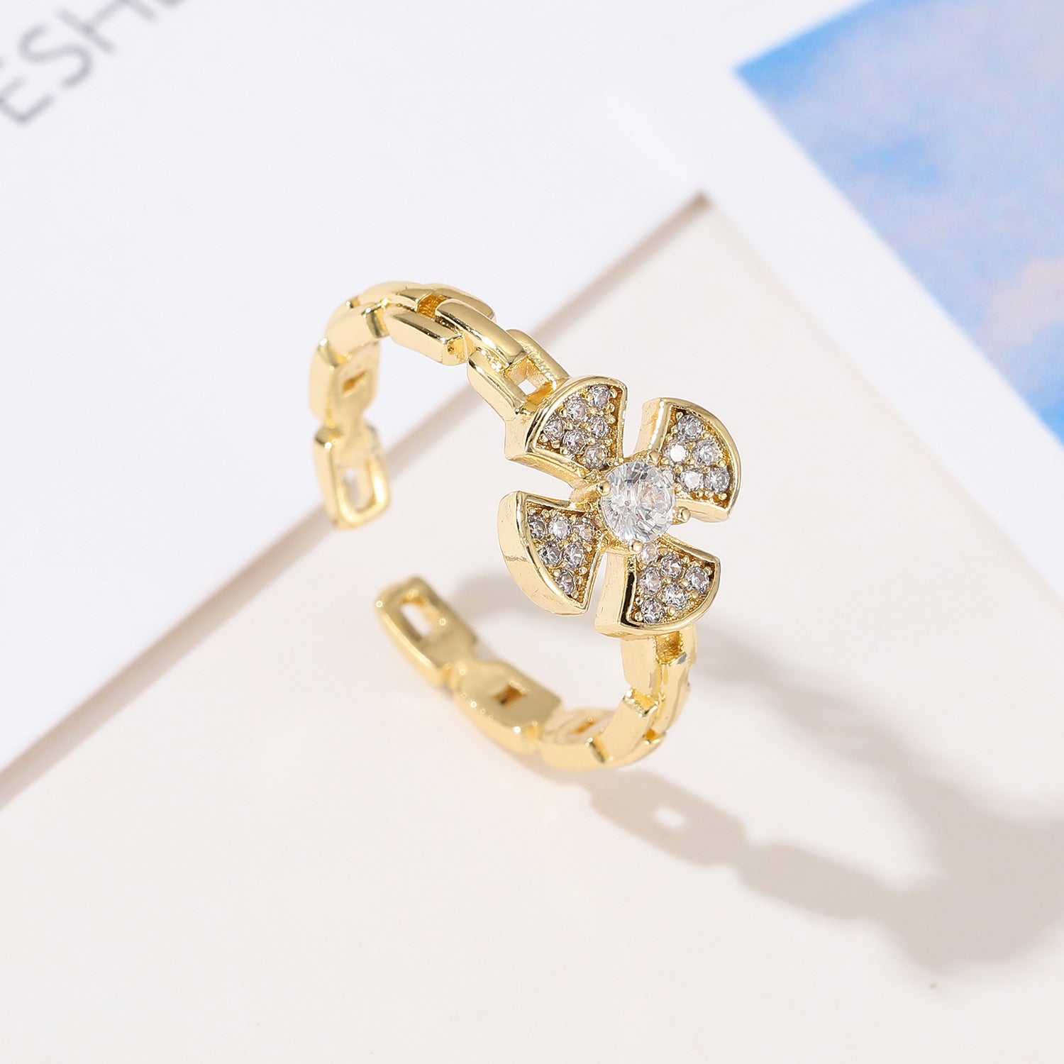 Wholesale All-match Four-leaf Clover Chain Ring