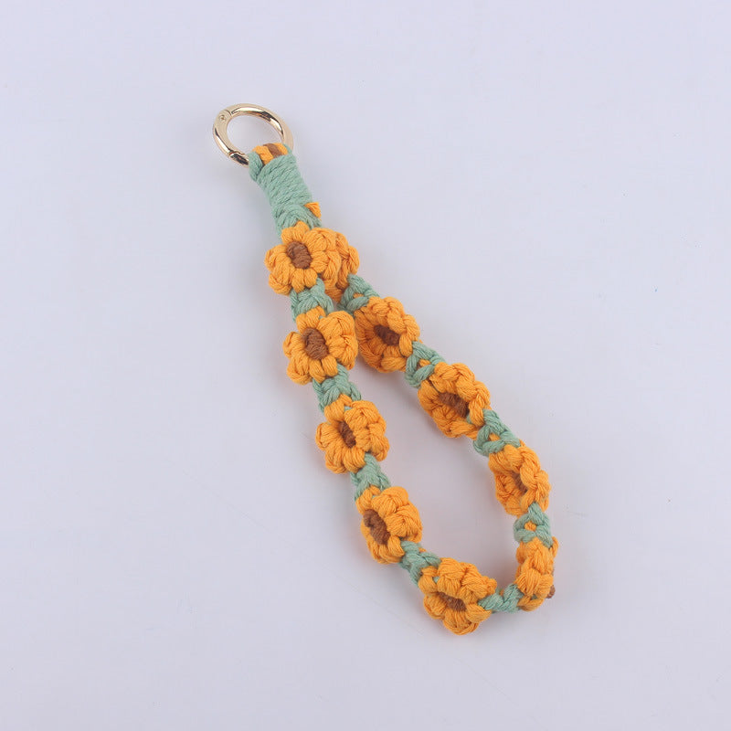 Wholesale Handmade Weaving Cotton Cord Daisy Keychain ACC-KC-GuangTian019