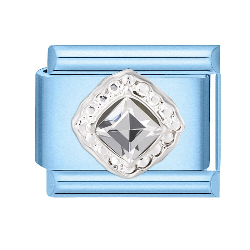 Wholesale 9mm Italian Charm Starter Bracelets blue series  DIY  Single Section Creative Stainless Steel Composable Bracelet