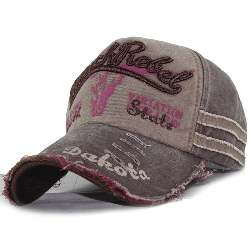 Wholesale Distressed Bull Head Baseball Cap Washed Frayed Brim Sun Hat Unisex Trendy Fashion Accessory Gift