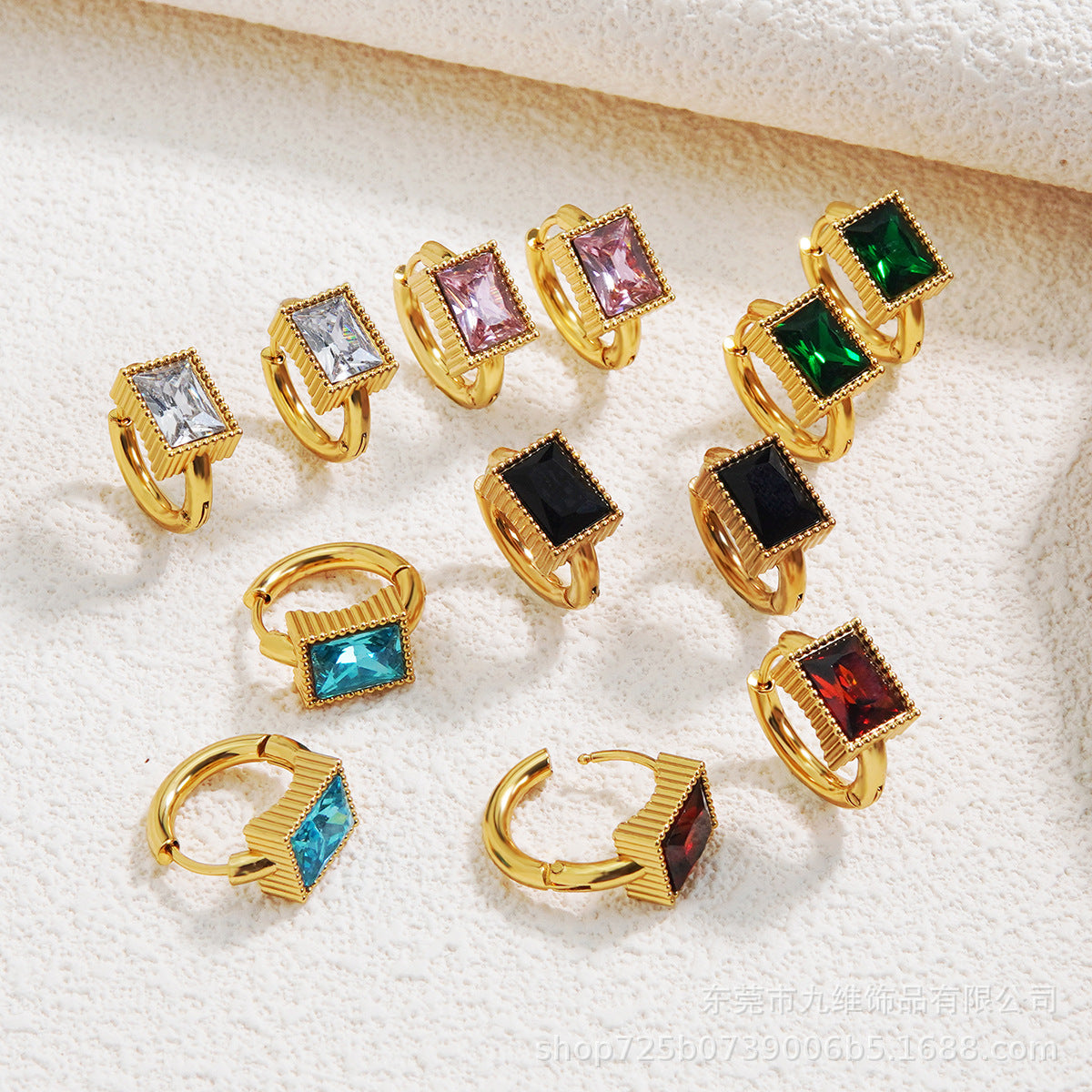 Wholesale stainless steel earrings vintage emerald diamond earrings