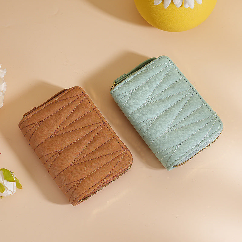 Wholesale Chic Macaron Pastel Accordion Card Wallet For Women PU Credit Card Organizer Everyday Casual Coin Purse