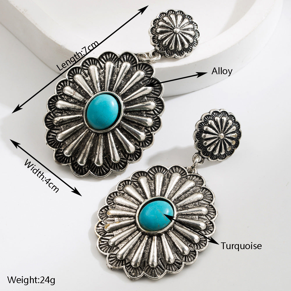 Wholesale Bohemian Resort Style Turquoise Teardrop Earrings