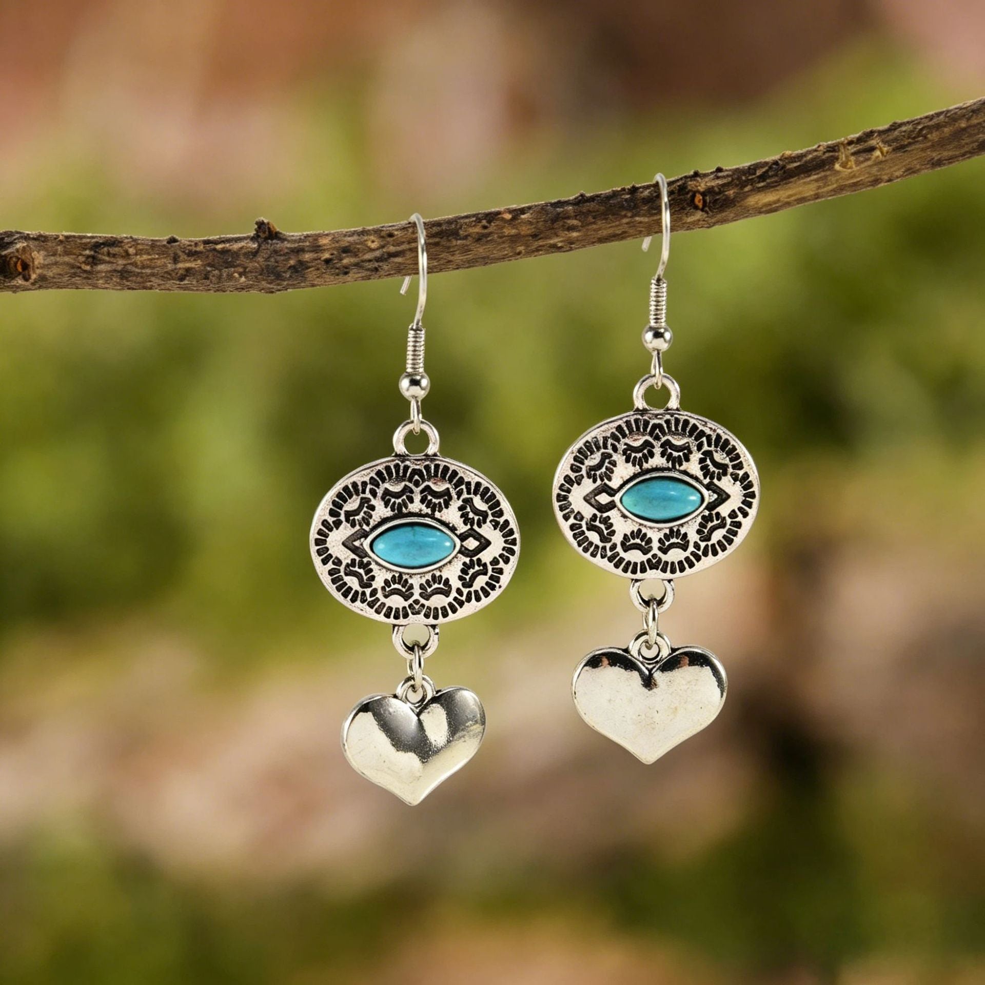 Wholesale Zinc Alloy Electroplated Bohemian Water Drop Earrings Turquoise Inlay Stylish Jewelry for Women