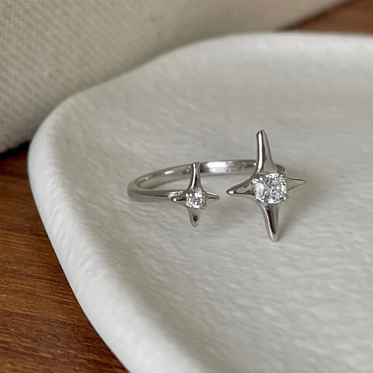 Wholesale Super fairy zircon star metal open ring