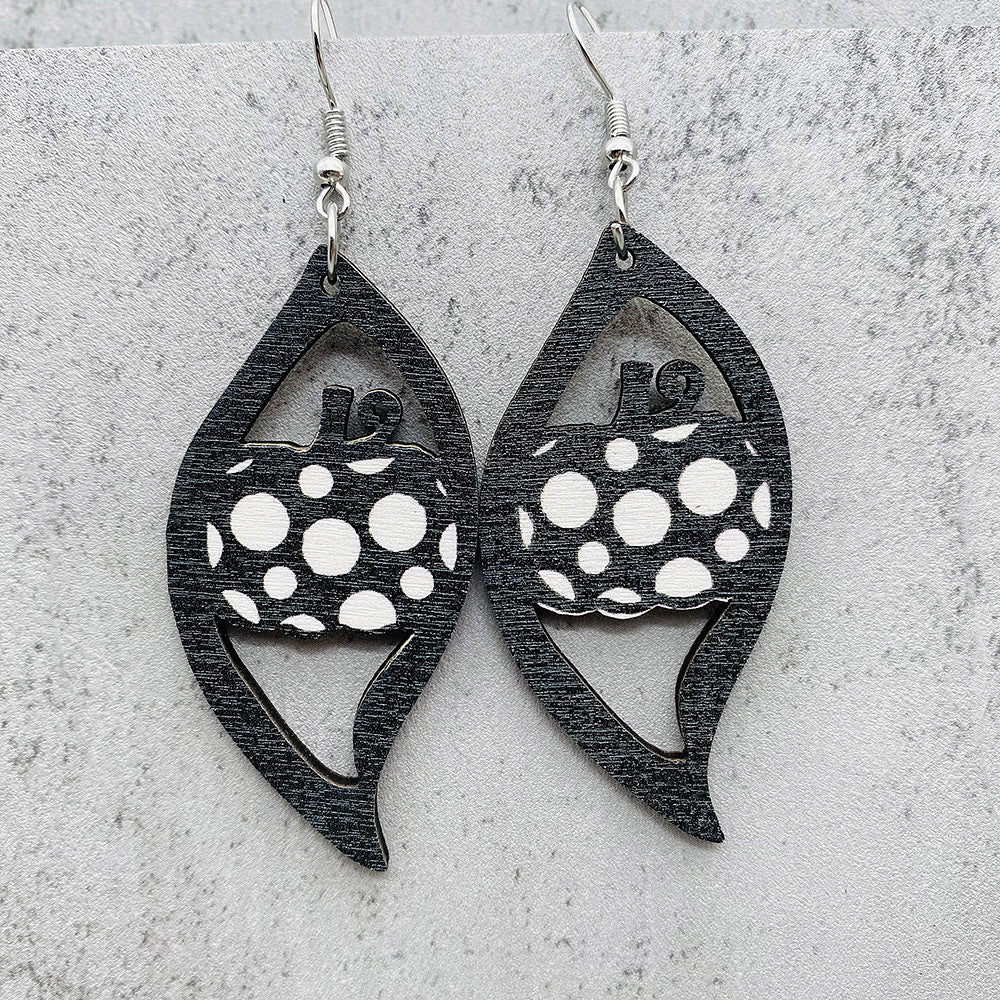 Wholesale Halloween Wood Pumpkin Skull Ghost Earrings