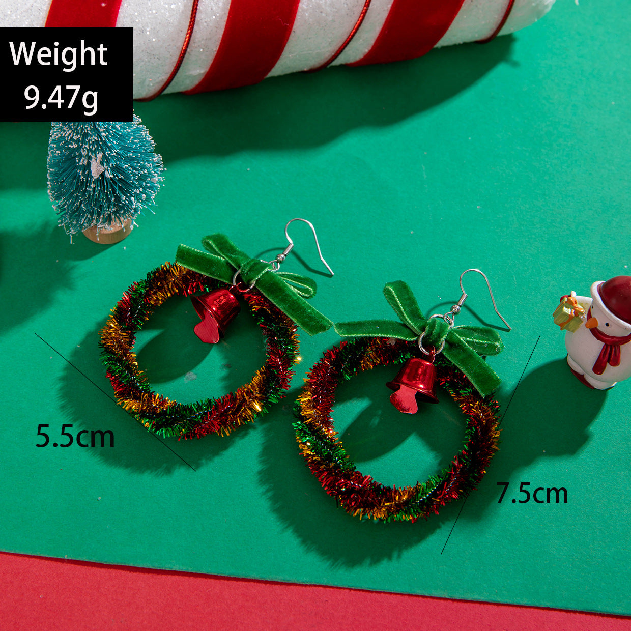 Wholesale Christmas tree bow color wreath earrings
