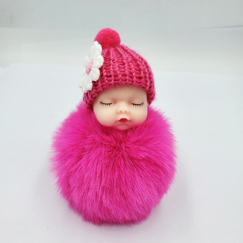 Wholesale cute sleeping doll keychain fur ball pendant ACC-KC-DY007