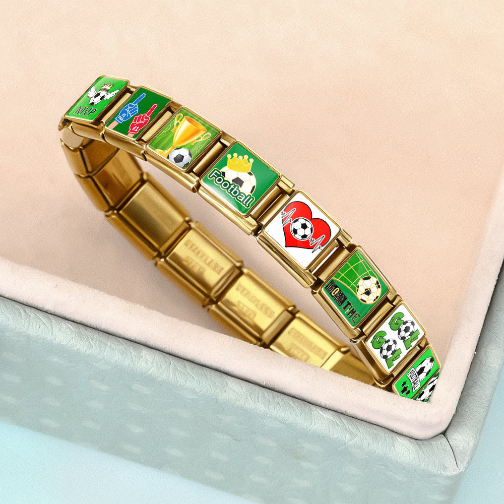 Wholesale Stainless Steel Football Theme DIY Bracelet Charms for Fan Support Party Favor