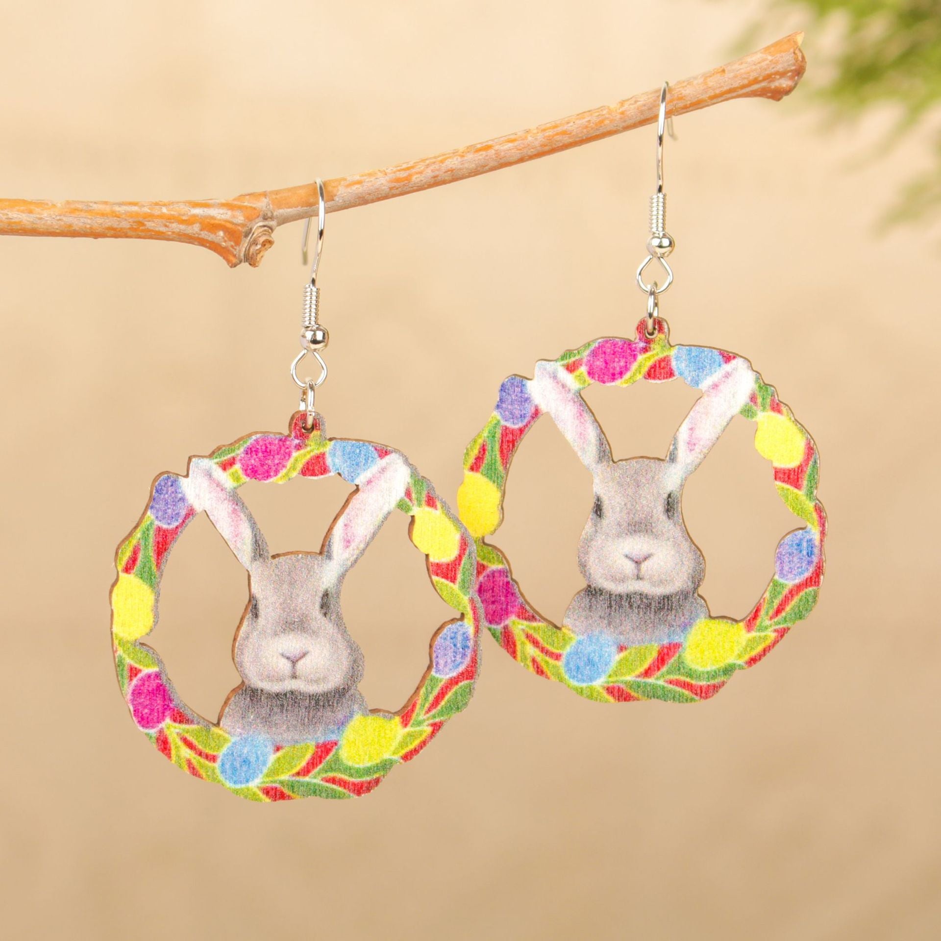 Wholesale Easter Bunny Egg Wooden Earrings