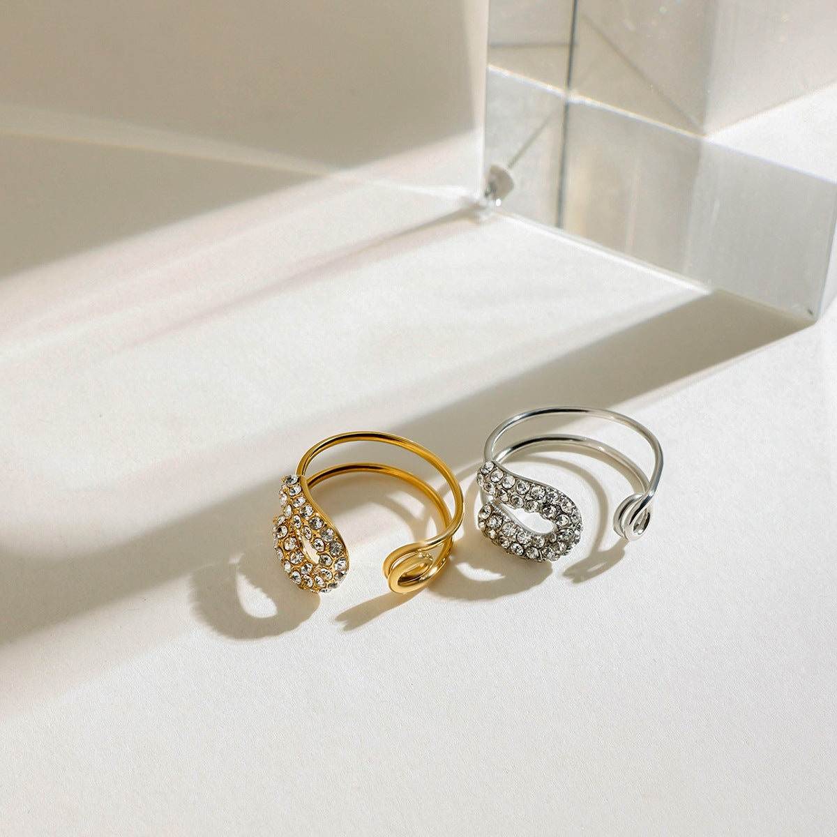 Wholesale 18K Gold Stainless Steel Zircon Ring