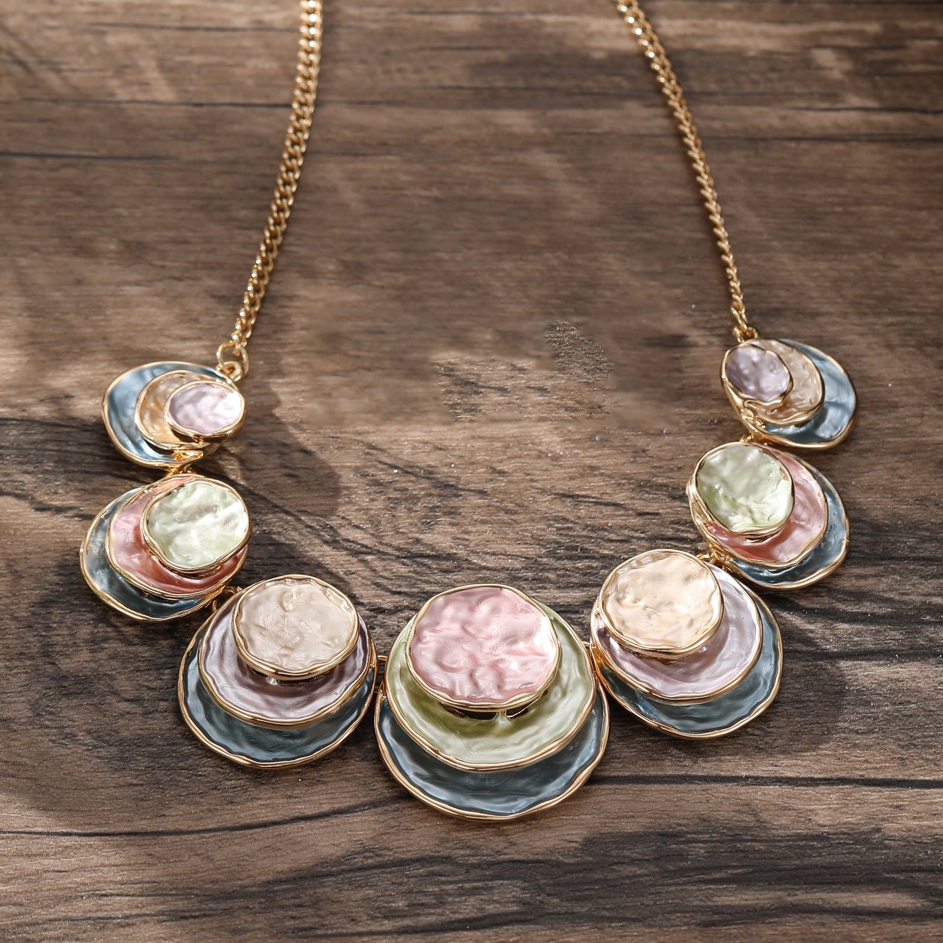 Wholesale  Multi-layer Round Color Coated Necklace
