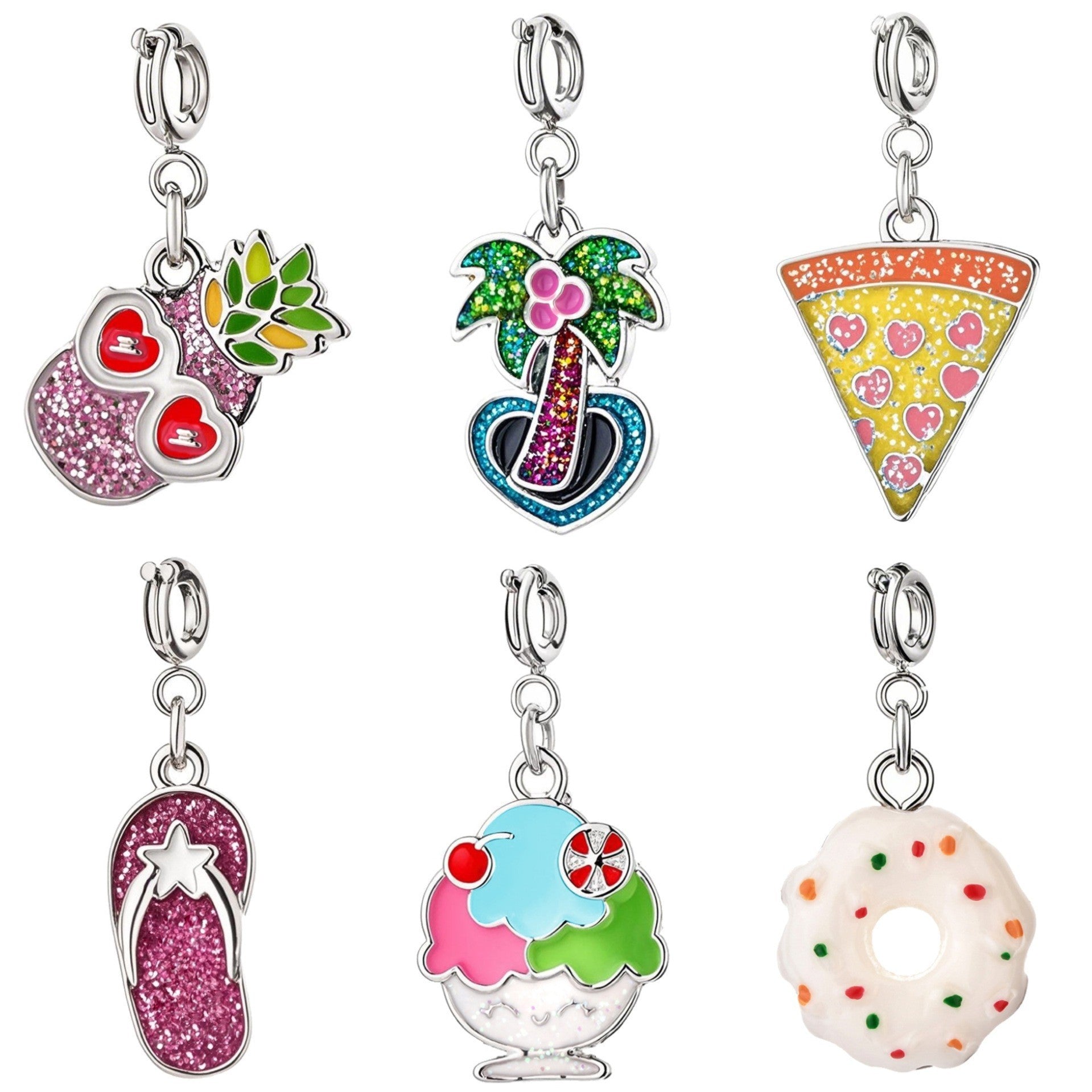 Wholesale DIY Jewelry Accessories Alloy Oil Dripping Holiday Style Pizza Donut Charms