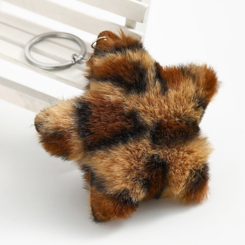 Wholesale Plush star leopard print keychain