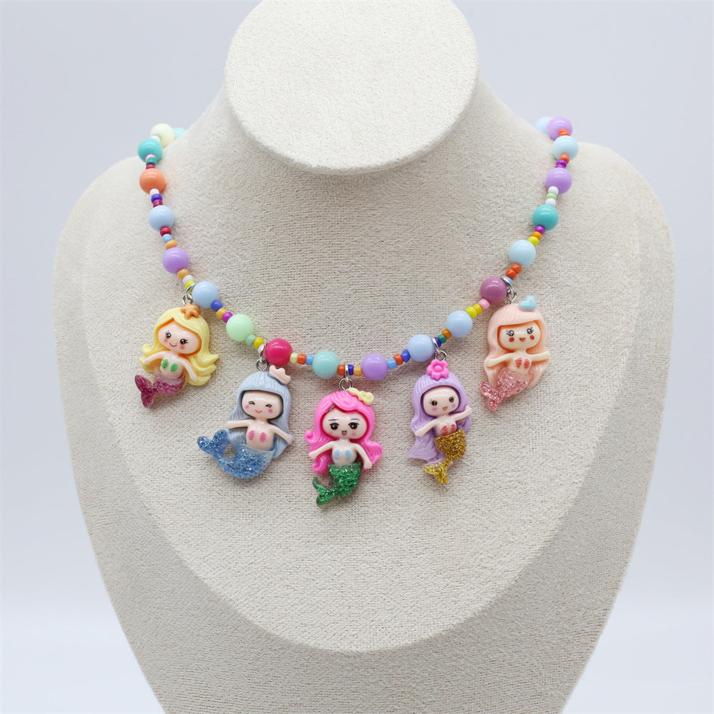Wholesale Cute Children's Cartoon Character Colorful Beaded Necklace