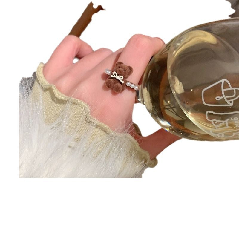 Wholesale  Bow Bear Flocking Opening Ring