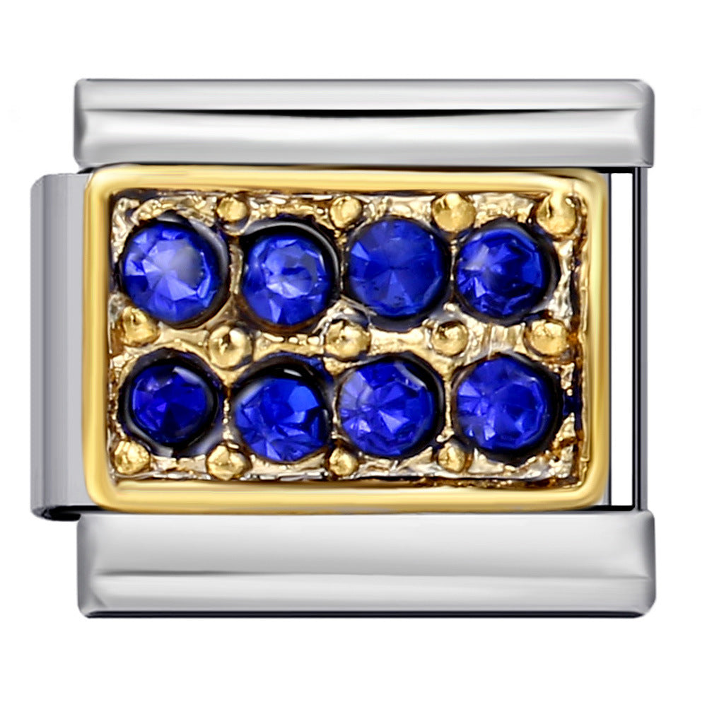 Wholesale Italian Charm Bracelet 9mm DIY Splicing Removable Diamond Square Stainless Steel Composable Bracelet