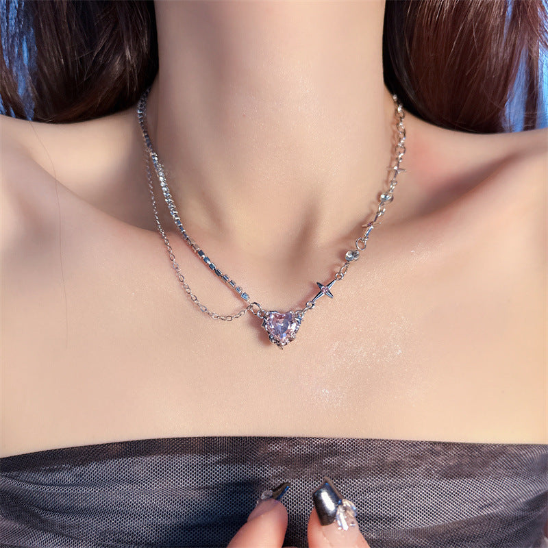 Wholesale  Luxury  Black Zircon Love Necklace