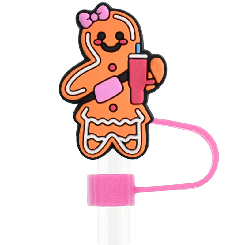 Wholesale Random 100pcs Christmas 10mm PVC Soft Straw Tube Cap ACC-SCR-RYY091