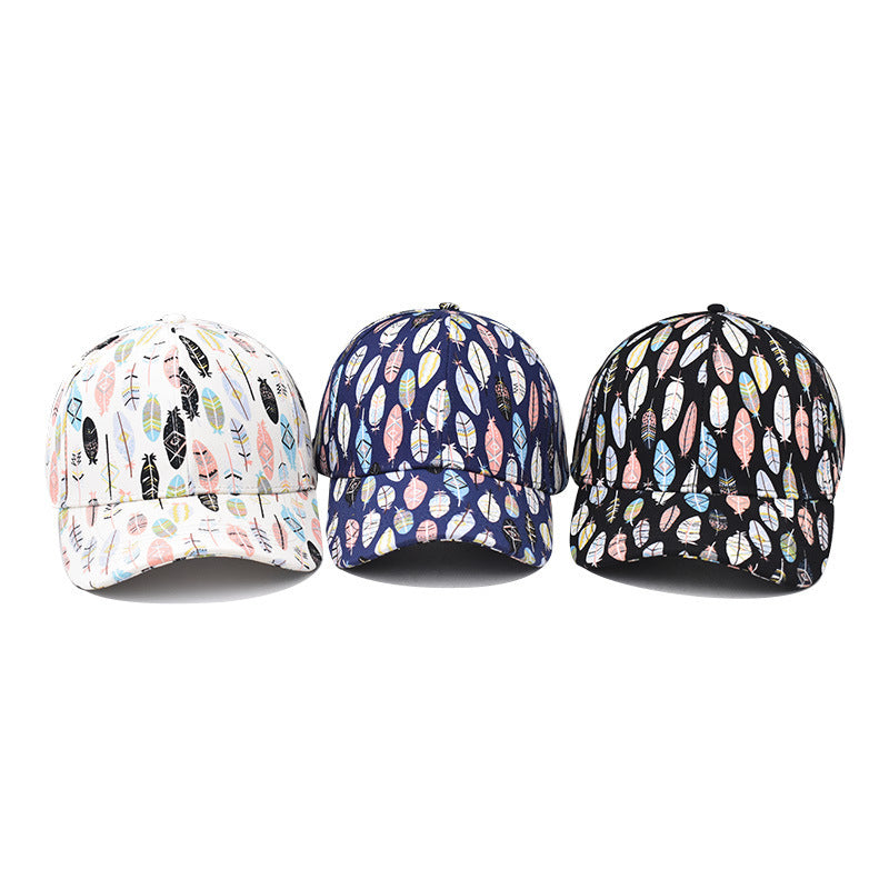 Wholesale Trendy Leaf Print Cotton Baseball Cap Adjustable Sun Hat For Outdoor Casual Wear