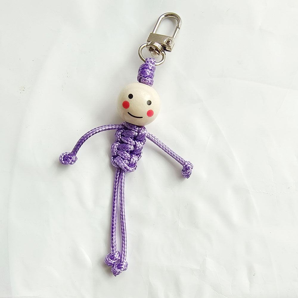 Wholesale Creative Hand-woven Stickman Keychain Wooden Beads Smiley Face School Bag Pendant ACC-KC-YCY007