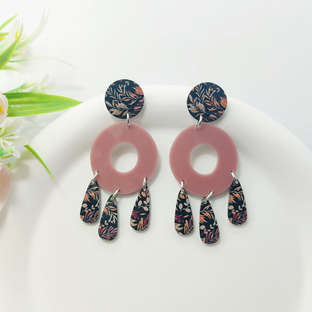 Wholesale Bohemian Style Hollow Stud Earrings Exaggerated Acrylic Earrings ACC-ES-Qiyu015