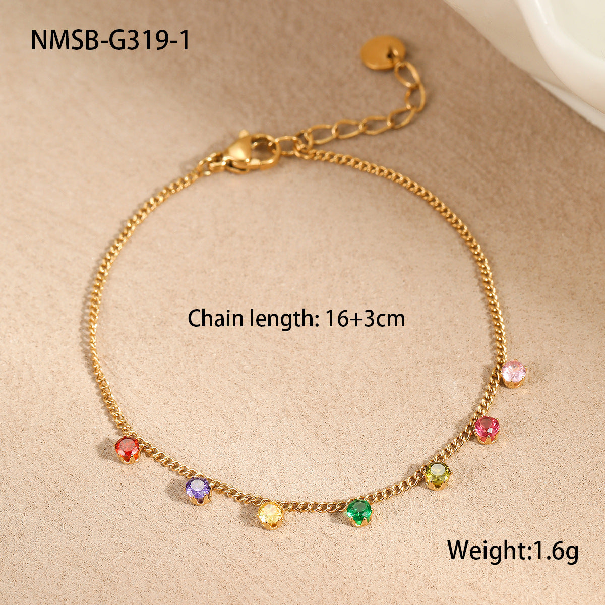 Großhandel Farbe Zirkon Serie Edelstahl Halskette Armband