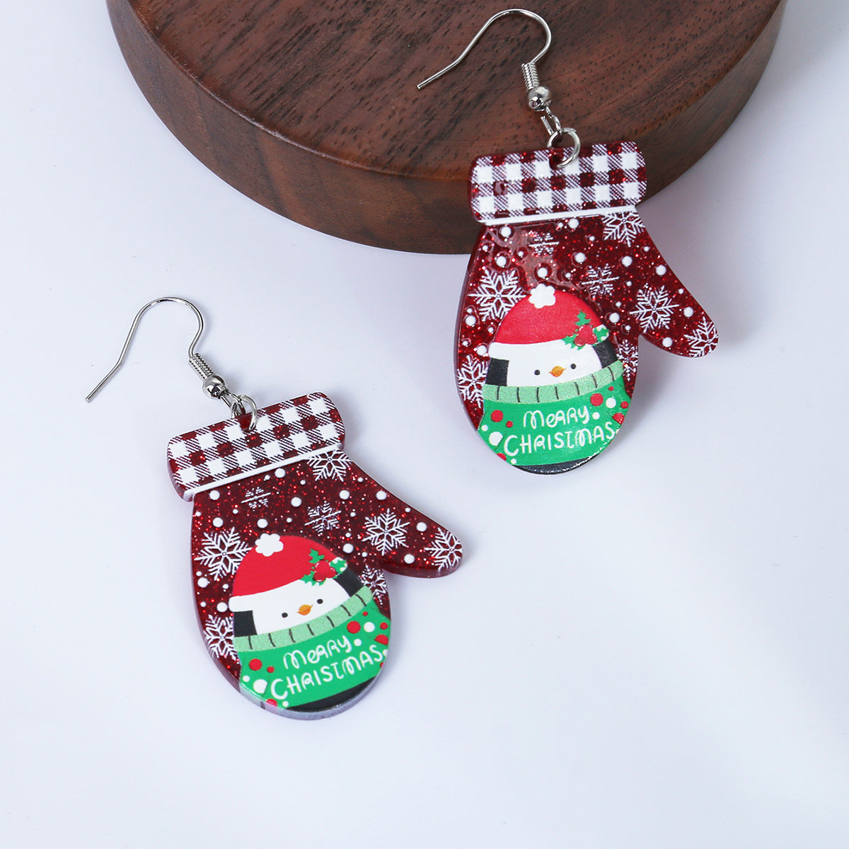 Wholesale Christmas Elk Snowflake Acrylic Earrings ACC-ES-MDD057