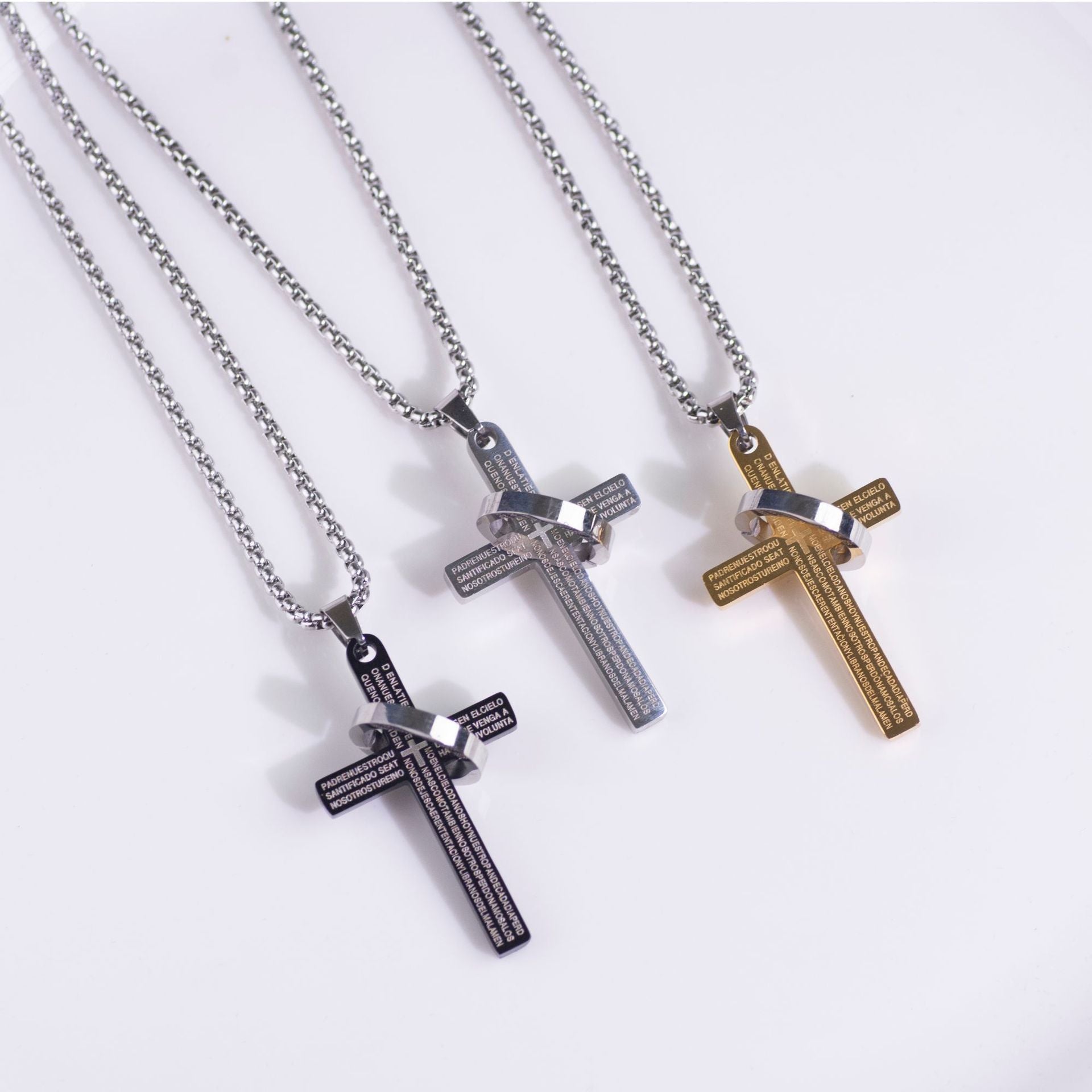 Wholesale Hip Hop Punk Cross Ring Titanium Steel Necklace For Men Women Casual Fashion Accessory