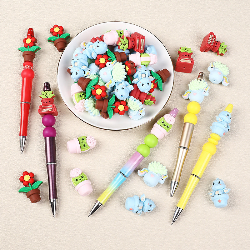 Wholesale 20pcs Flower Pot Silicone 3D Focal Beads DIY Bead Accessories ACC-BDS-RongFa052