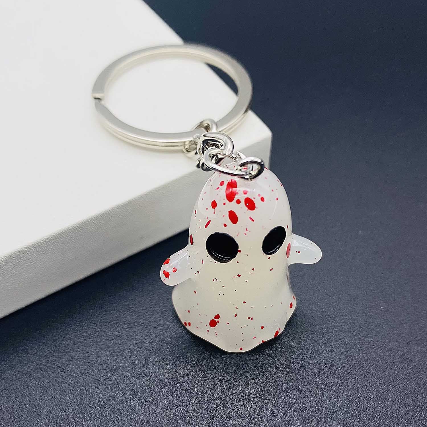 Wholesale Decorative  Ghost Resin Keychain Glow-in-the-Dark 3D Backpack Charm