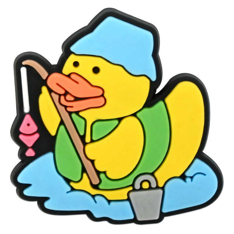 Wholesale Random 100pcs Cute Little Yellow Duck  PVC Soft Rubber Shoe Buckle Decoration