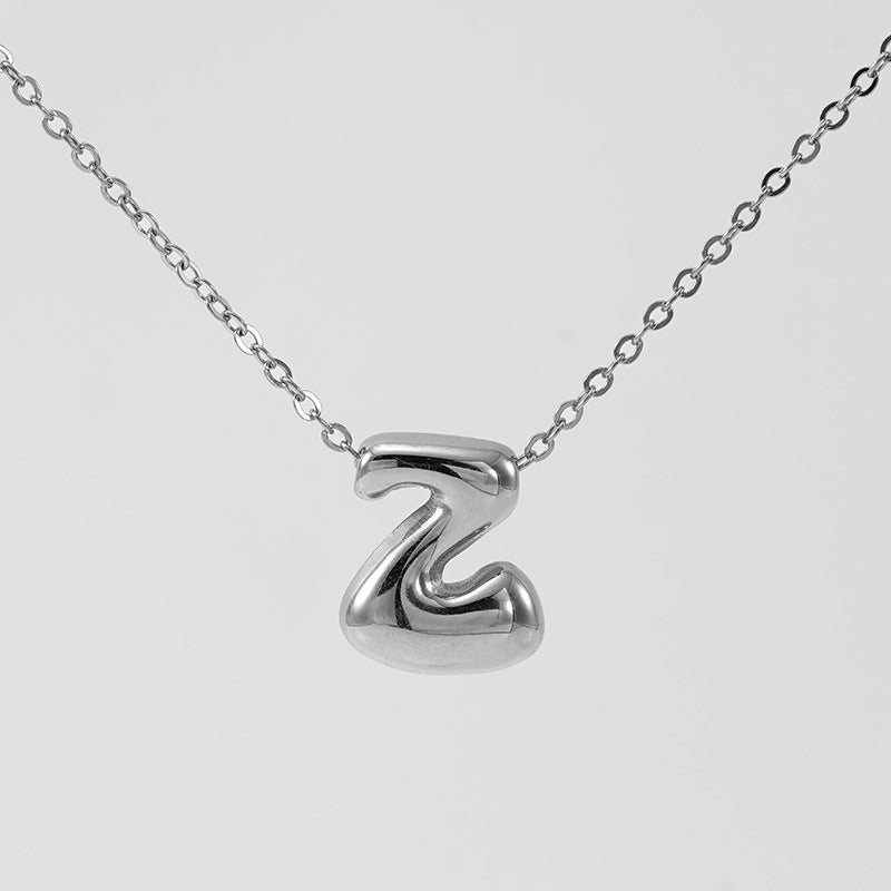 Wholesale  titanium steel smooth bubble letter necklace