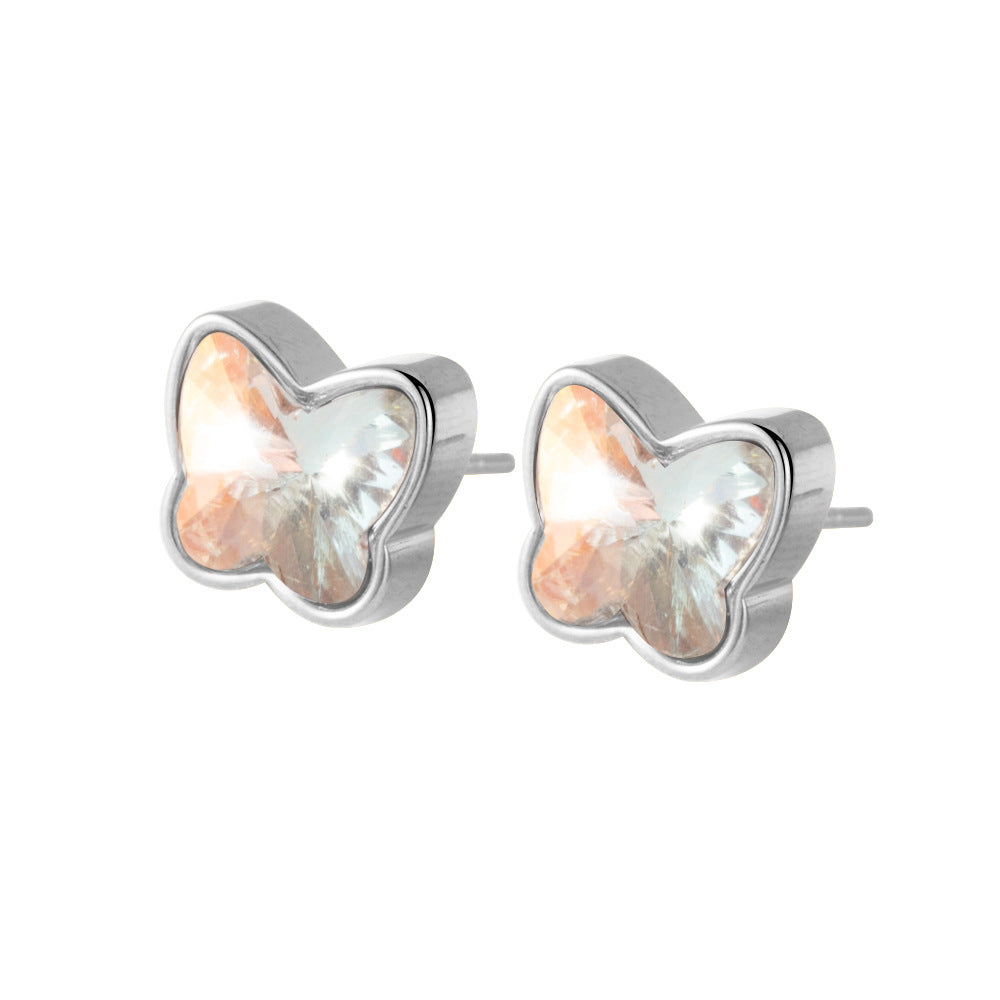 Wholesale Gold Plated Stainless Steel Butterfly Earrings Colorful Details Women Jewelry Accessory
