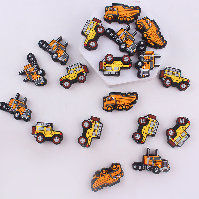 Wholesale 5pcs Cartoon Car Silicone Beads Focal Beads DIY Bead Accessories ACC-BDS-GuangTian045