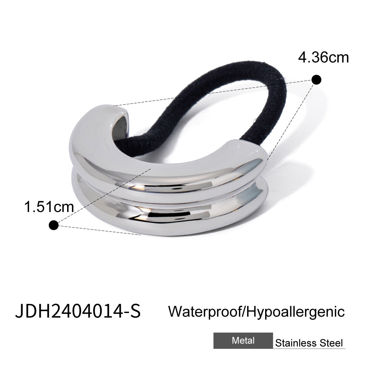 Wholesale stainless steel smooth hair rope black rubber band hair ring high