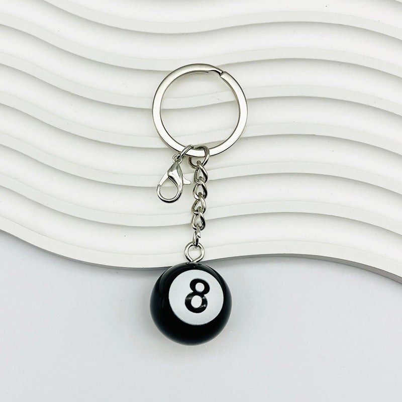 Wholesale resin black 8 solid billiard keychain
