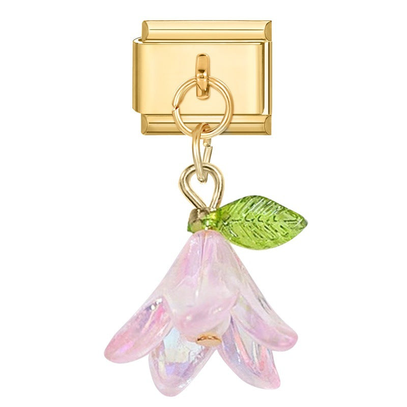 Wholesale 9mm Italian Charm Starter Bracelets DIY flower Single Section Creative Stainless Steel Composable Bracelet