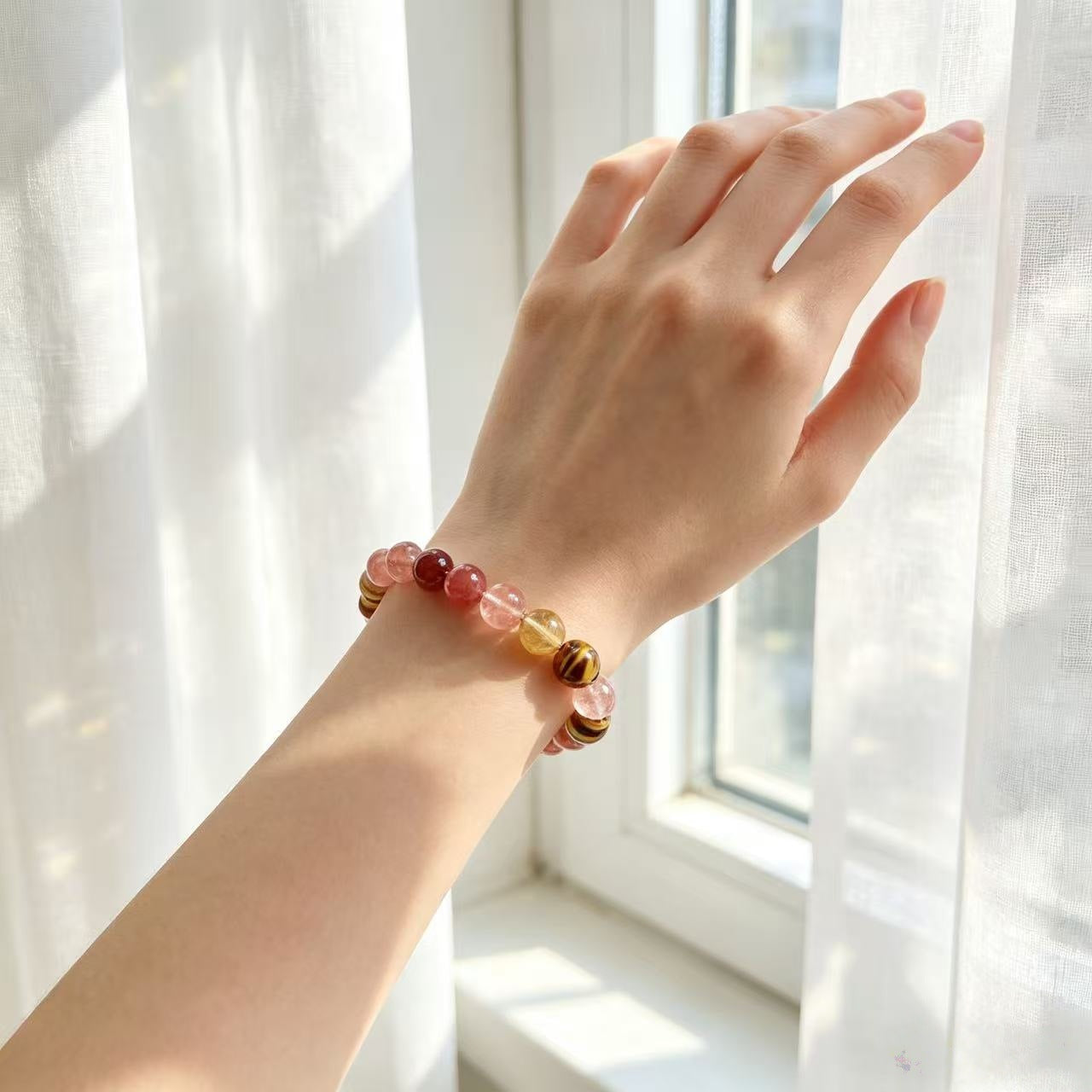 Wholesale Tiger Eye Stone Natural Crystal Beaded Bracelet Unisex Fashion Jewelry Accessory Boutique Resale Everyday Wear Gift