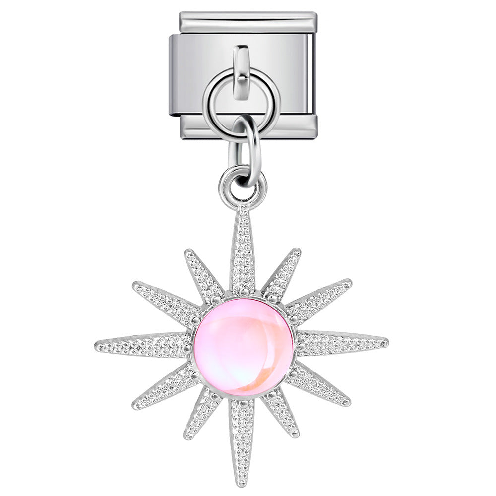 Wholesale Italian Charm Bracelet 9mm DIY Love Flower Pendant  Creative Stainless Steel Composable Bracelet