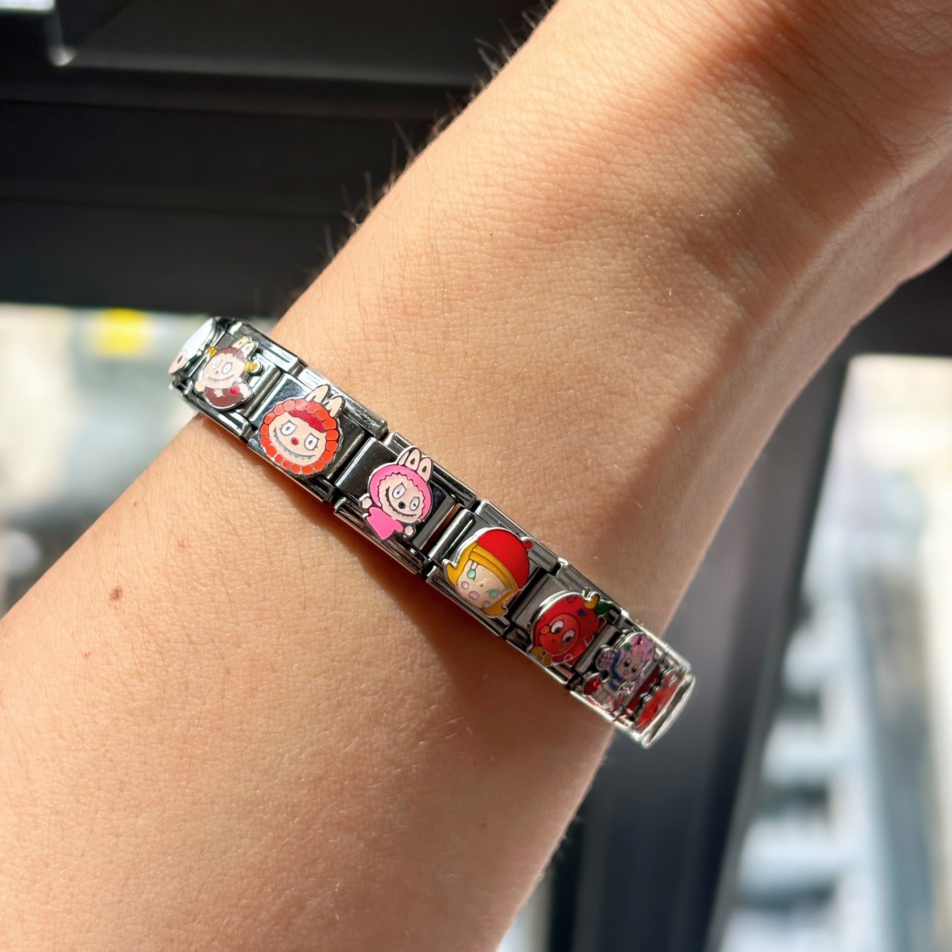 Bracelet de charme italien en gros 9 mm DIY Splicing Cartoon Bracelet composable en acier inoxydable mignon