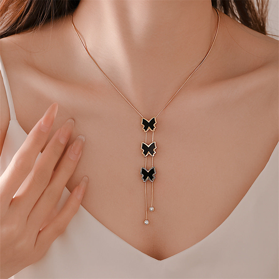 Wholesale Butterfly Necklace 18k Gold Plated Necklace Light Luxury Necklaces Titanium Steel Necklace ACC-NE-TaiYu001