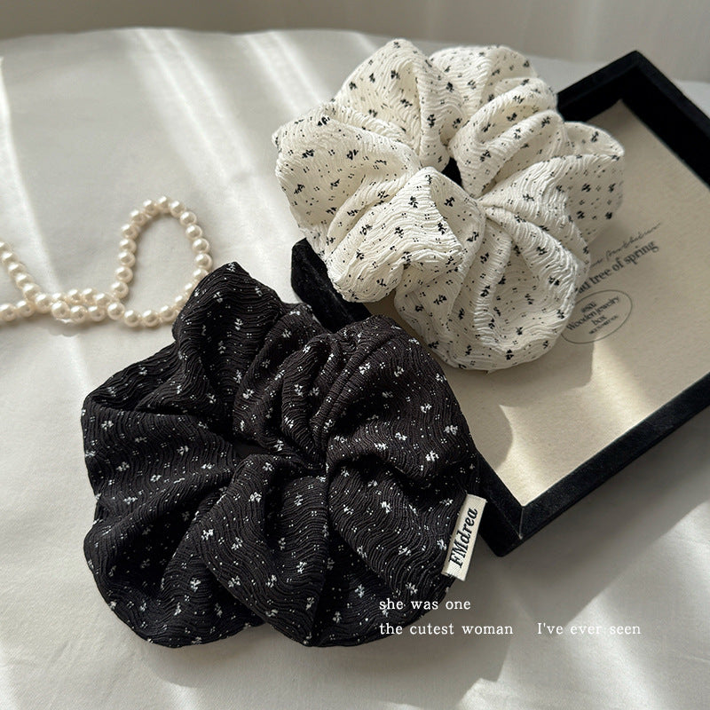 Wholesale  Black and White Floral  Hair Ring Hair Scrunchies