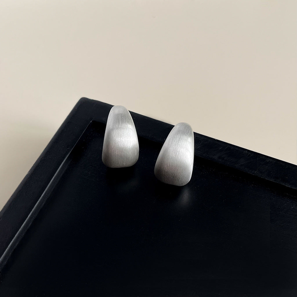 Wholesale  simple brushed frosted bean stud earrings